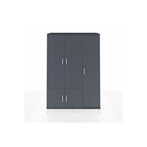 Hyperion Dolap 7 Raflı 5 Kapaklı Tek Askılı 132x44x195 Antrasit-antrasit/aytaşı