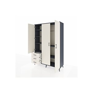 Hyperion Gardrop 6 Raflı 3 Çekmeceli Tek Askılı 132x44x195 Antrasit-aytaşı