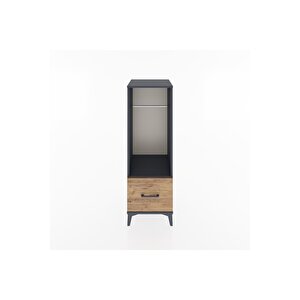Hyperion Dolap Tek Raflı Tek Çekmeceli Tek Askılı 44x44x134 Antrasit-çam