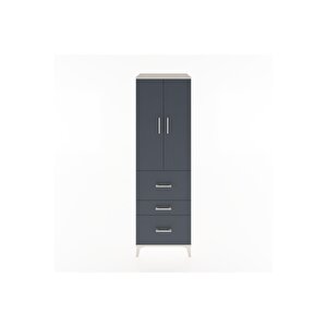 Hyperion Dolap Tek Raflı 3 Çekmeceli Tek Askılı 60x44x195 Aytaşı-antrasit