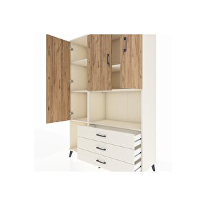 Hyperion Dolap 6 Raflı 3 Çekmeceli 3 Kapaklı 132x44x195 Aytaşı-çam/aytaşı