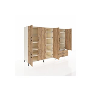 Kronos Dolap 12 Raflı 2 Çekmeceli 7 Kapaklı 220x59x163 Aytaşı-çam