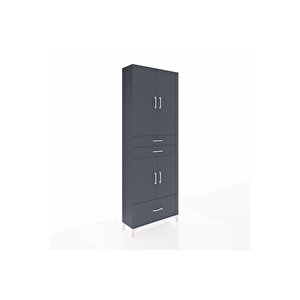 Arges Dolap 5 Raflı 3 Çekmeceli 4 Kapaklı 88x30x243 Antrasit-antrasit