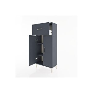Hyperion Dolap 2 Raflı Tek Çekmeceli 2 Kapaklı 60x44x134 Antrasit-antrasit