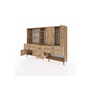 Hyperion Dolap 10 Raflı 6 Çekmeceli 4 Kapaklı 220x44x163 Çam-çam