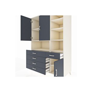 Kronos Dolap 8 Raflı 5 Çekmeceli 3 Kapaklı 132x59x195 Aytaşı-antrasit/antrasit