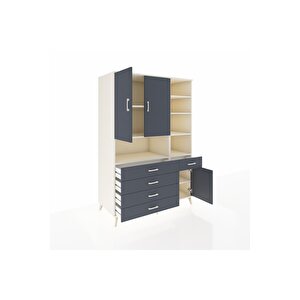Kronos Dolap 8 Raflı 5 Çekmeceli 3 Kapaklı 132x59x195 Aytaşı-antrasit/antrasit