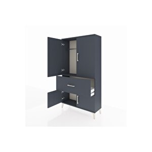 Arges Dolap Tek Raflı Tek Çekmeceli Tek Askılı 88x30x163 Antrasit-antrasit