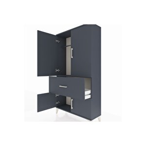 Arges Dolap Tek Raflı Tek Çekmeceli Tek Askılı 88x30x163 Antrasit-antrasit