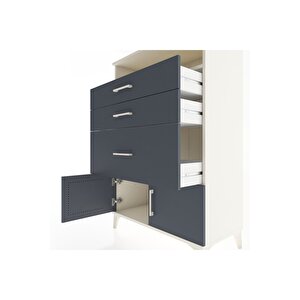 Hyperion Dolap Tek Raflı 3 Çekmeceli 2 Kapaklı 88x44x134 Aytaşı-antrasit