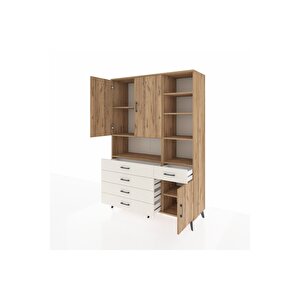Hyperion Dolap 8 Raflı 5 Çekmeceli 3 Kapaklı 132x44x195 Çam-çam/aytaşı