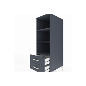 Kronos Dolap 3 Raflı 2 Çekmeceli 44x59x134 Antrasit-antrasit