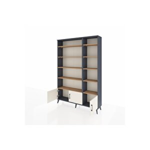 Arges Dolap 10 Raflı 3 Kapaklı 132x30x195 Antrasit-aytaşı/çam