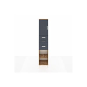 Arges Dolap 3 Raflı 3 Çekmeceli Tek Kapaklı 44x30x221 Çam-antrasit