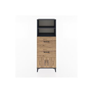 Hyperion Dolap 2 Raflı 2 Çekmeceli 2 Kapaklı 60x44x163 Antrasit-çam