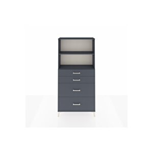 Arges Dolap 2 Raflı 4 Çekmeceli 88x30x182 Antrasit-antrasit