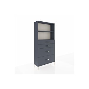 Arges Dolap 2 Raflı 4 Çekmeceli 88x30x182 Antrasit-antrasit