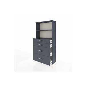 Arges Dolap 2 Raflı 4 Çekmeceli 88x30x182 Antrasit-antrasit