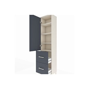 Arges Dolap 4 Raflı 2 Çekmeceli Tek Kapaklı 44x30x182 Aytaşı-antrasit