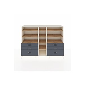 Hyperion Dolap 10 Raflı 6 Çekmeceli  220x44x163 Aytaşı-çam/antrasit