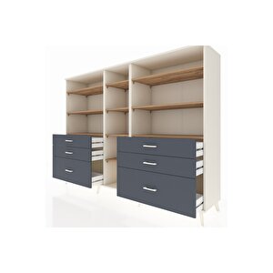 Hyperion Dolap 10 Raflı 6 Çekmeceli  220x44x163 Aytaşı-çam/antrasit