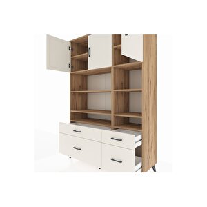 Hyperion Gardrop 10 Raflı 4 Çekmeceli 3 Kapaklı 132x44x195 Çam-aytaşı