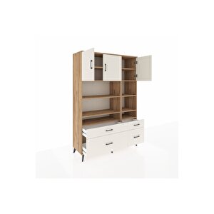 Hyperion Gardrop 10 Raflı 4 Çekmeceli 3 Kapaklı 132x44x195 Çam-aytaşı