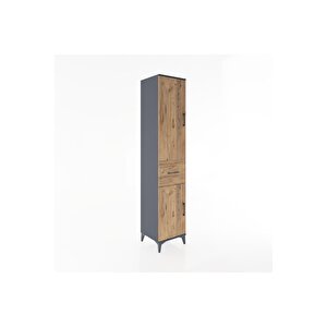 Hyperion Dolap 3 Raflı Tek Çekmeceli Tek Askılı 44x44x221 Antrasit-çam