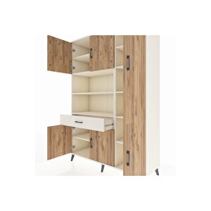 Hyperion Dolap 10 Raflı Tek Çekmeceli 6 Kapaklı 132x44x195 Aytaşı-çam/aytaşı