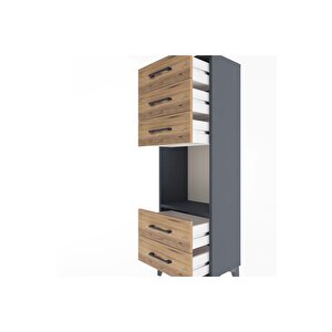 Arges Dolap Tek Raflı 5 Çekmeceli 44x30x134 Antrasit-çam