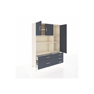 Hyperion Gardrop 7 Raflı 5 Çekmeceli 3 Kapaklı 132x44x195 Aytaşı-antrasit