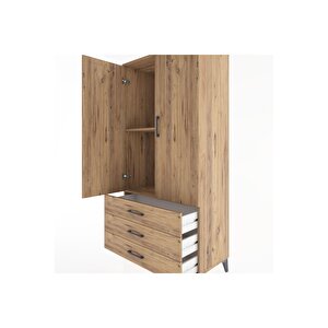 Hyperion Dolap 2 Raflı 3 Çekmeceli 2 Kapaklı 88x44x182 Çam-çam