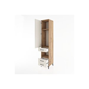 Hyperion Dolap 3 Raflı 3 Çekmeceli Tek Askılı 44x44x221 Çam-aytaşı