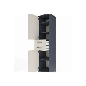 Hyperion Dolap 4 Raflı 2 Çekmeceli Tek Kapaklı 44x44x195 Antrasit-aytaşı