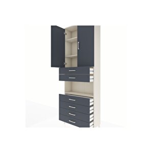 Arges Dolap 4 Raflı 6 Çekmeceli 2 Kapaklı 88x30x243 Aytaşı-antrasit