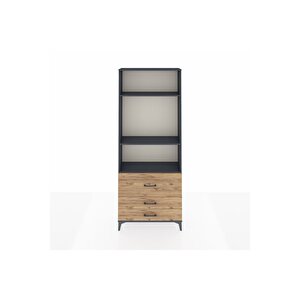 Arges Dolap 3 Raflı 3 Çekmeceli 88x30x221 Antrasit-çam