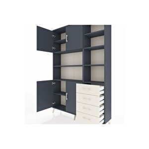 Arges Dolap 9 Raflı 4 Çekmeceli 4 Kapaklı 132x30x195 Antrasit-antrasit/aytaşı