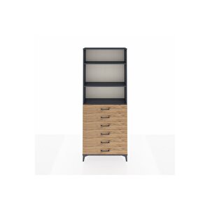 Arges Dolap 3 Raflı 6 Çekmeceli 88x30x221 Antrasit-çam