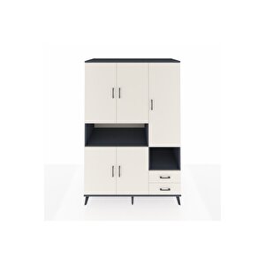 Kronos Dolap 10 Raflı 2 Çekmeceli 5 Kapaklı 132x59x195 Antrasit-aytaşı/aytaşı