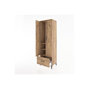 Hyperion Dolap 3 Raflı Tek Çekmeceli Tek Askılı 60x44x195 Çam-çam