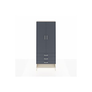 Arges Dolap 2 Raflı 3 Çekmeceli Tek Askılı 88x30x221 Aytaşı-antrasit