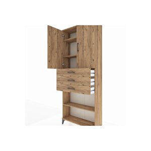 Arges Dolap 4 Raflı 3 Çekmeceli 2 Kapaklı 88x30x221 Çam-çam