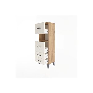 Arges Dolap Tek Raflı 4 Çekmeceli 44x30x134 Çam-aytaşı