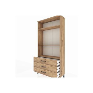 Arges Dolap 3 Raflı 3 Çekmeceli 88x30x182 Çam-çam