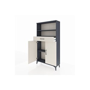 Arges Dolap 3 Raflı Tek Çekmeceli 2 Kapaklı 88x30x163 Antrasit-aytaşı