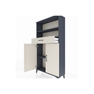 Arges Dolap 3 Raflı Tek Çekmeceli 2 Kapaklı 88x30x163 Antrasit-aytaşı