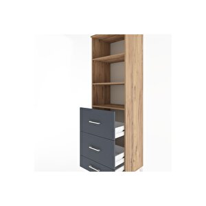 Hyperion Dolap 3 Raflı 3 Çekmeceli 60x44x195 Çam-antrasit