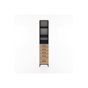 Hyperion Dolap 3 Raflı 5 Çekmeceli 44x44x221 Antrasit-çam