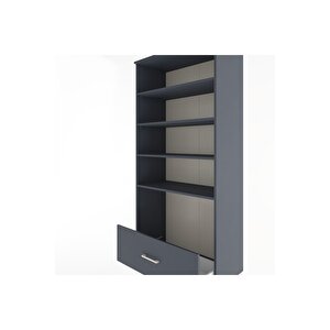 Hyperion Dolap 4 Raflı Tek Çekmeceli 88x44x195 Antrasit-antrasit