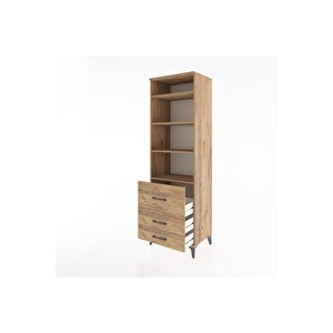 Hyperion Dolap 4 Raflı 3 Çekmeceli 60x44x195 Çam-çam